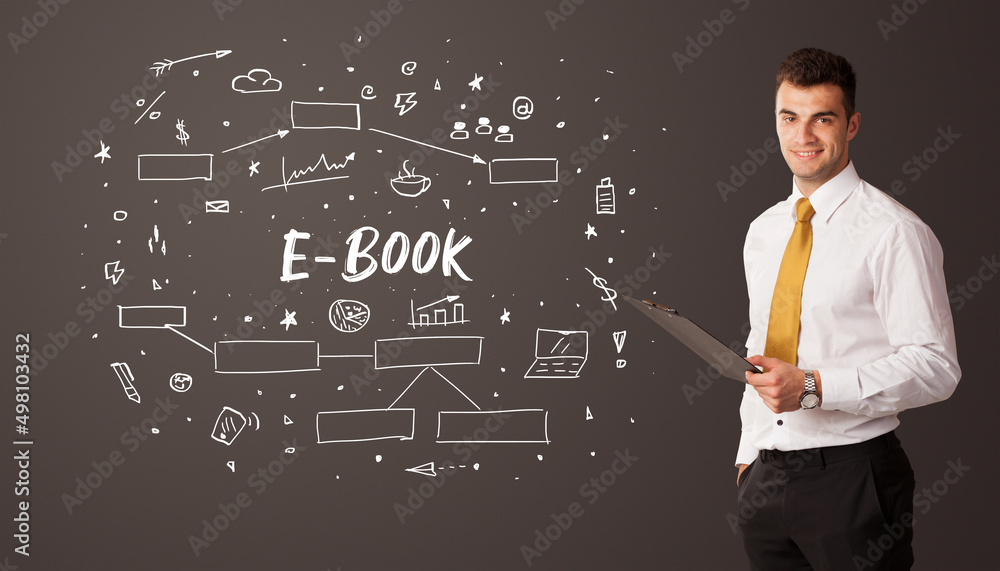 Businessman thinking with educational inscription Businessman thinking with educational inscription