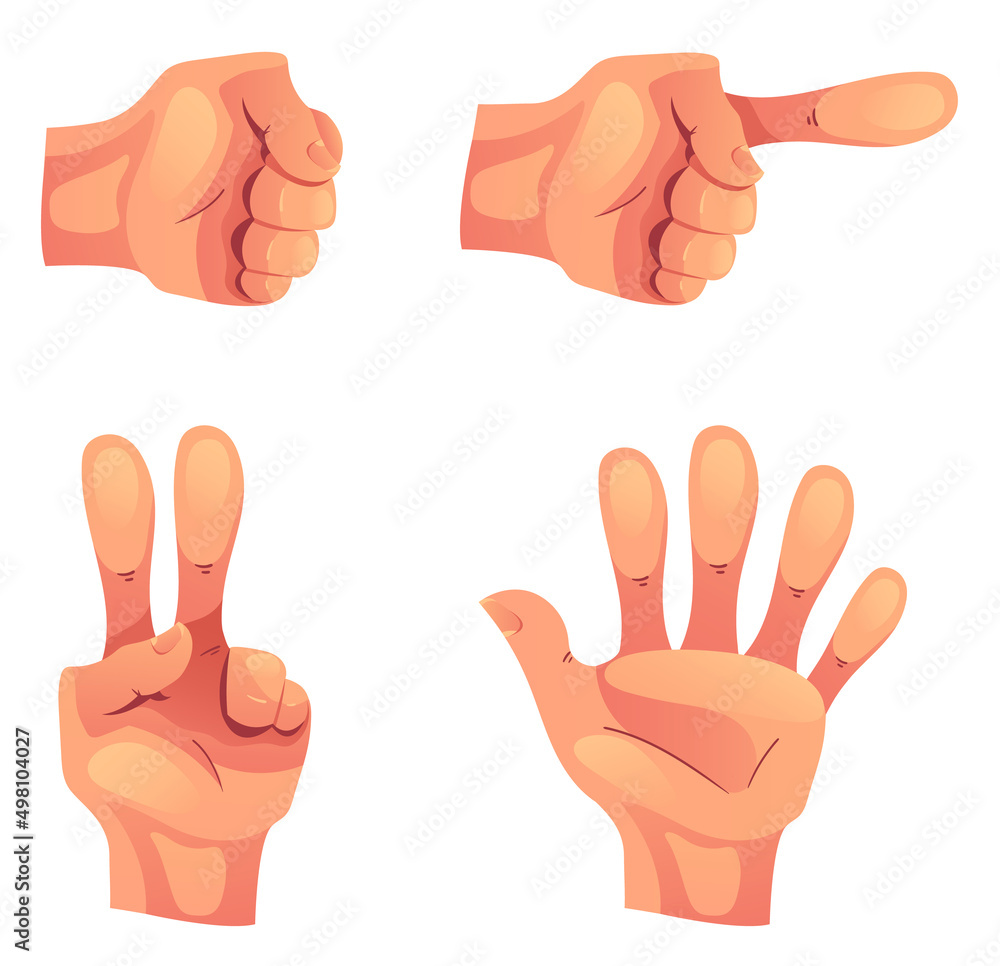 Naklejka premium Hand arm showing different gestures concept set. Vector flat graphic design cartoon illustration 