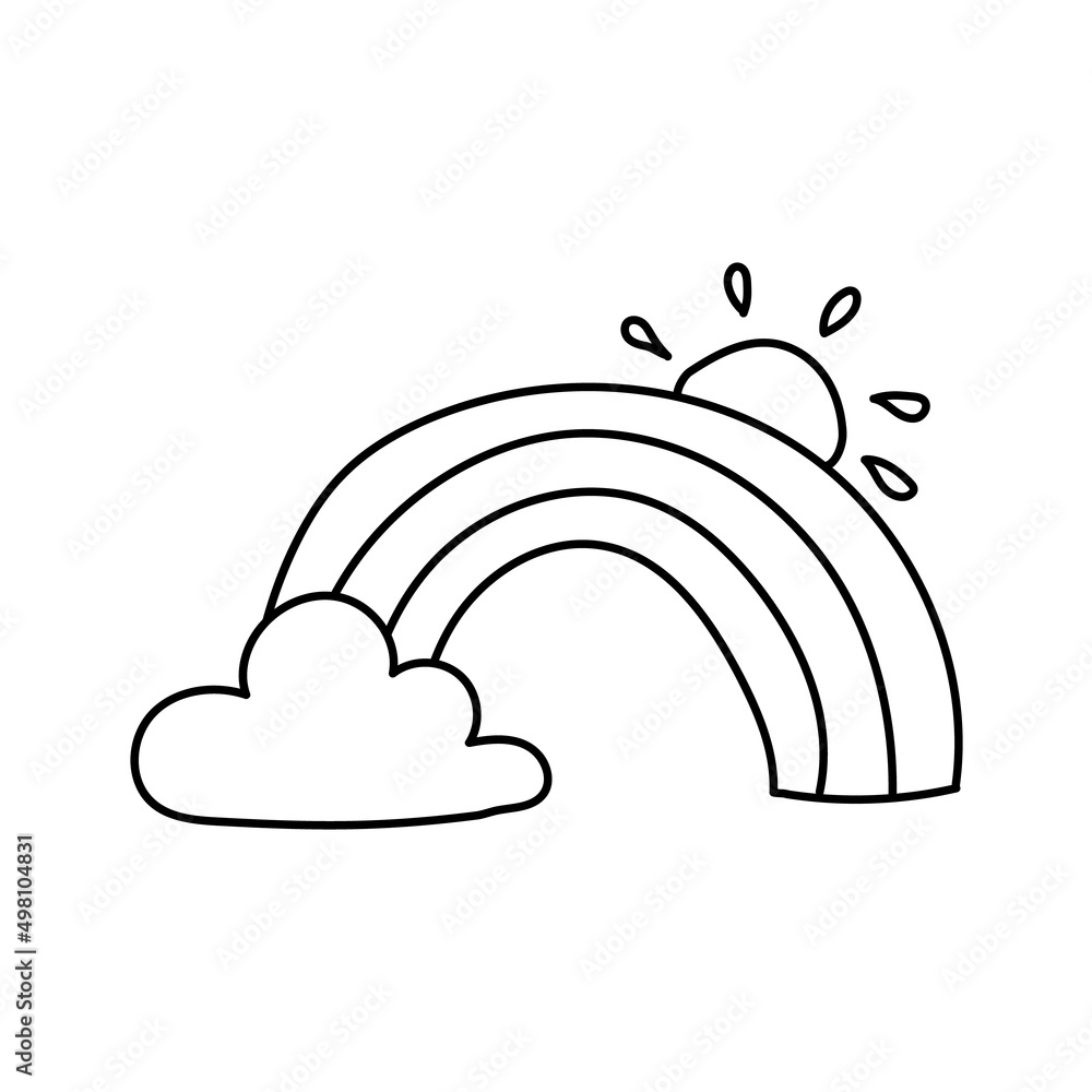 Doodle illustration of rainbow, sun and cloud Doodle illustration of rainbow, sun and cloud