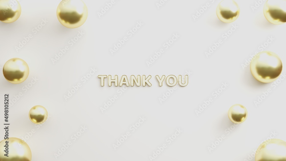 White and gold text thank you with shadow effect in gold background. 3d