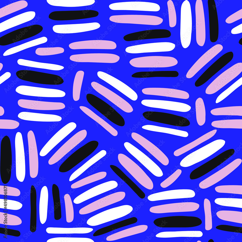Seamless geometric pattern with abstract hand drawn brush strokes. Colorful artistic background. Perfect for fabric design, wallpaper, apparel. Vector illustration Seamless geometric pattern with abstract hand drawn brush strokes. Colorful artistic background. Perfect for fabric design, wallpaper, apparel. Vector illustration