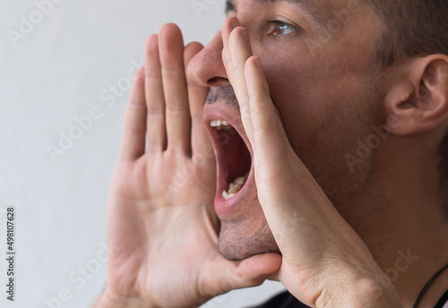 Wallpaper Mural man exclaims with his hands Torontodigital.ca