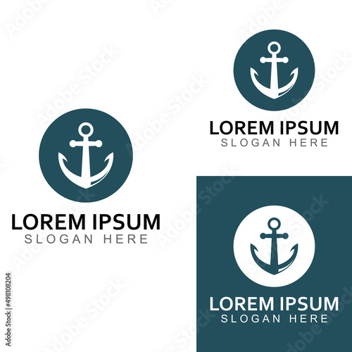 Logo and anchor symbol design vector illustration template.