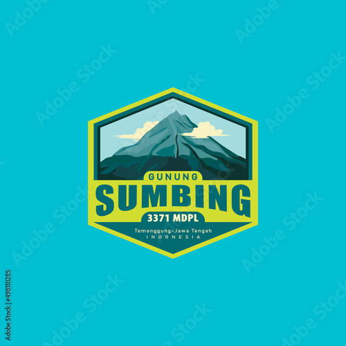 Mountain Logo. The mountain originating from Indonesia is named Mount Sumbing (Temanggung, Central Java) with a height of 3,371 meters. photo