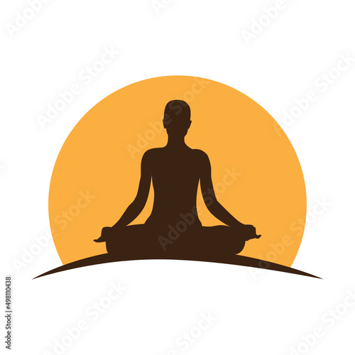 young woman character in yoga pose
