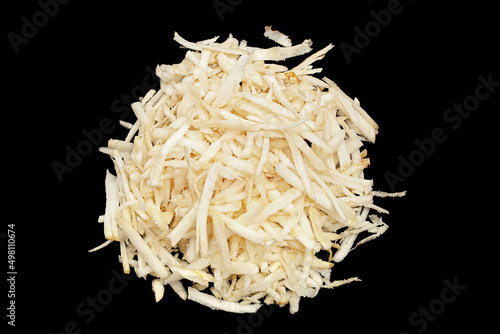 Hardened celery root on black