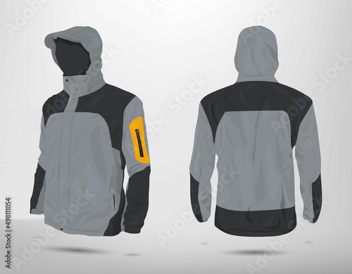 Canvas Mountain Jacket Mockup Design Vector (front and back view)