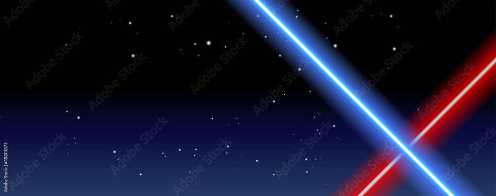Abstract space background with blue and red lights crossed  - vector illustration - obrazy, fototapety, plakaty 