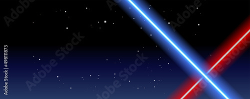 Abstract space background with blue and red lights crossed  - vector illustration