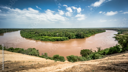 Konstfotografi Omo river in Omo Valley, Omorate, Dassanach, Ethiopia