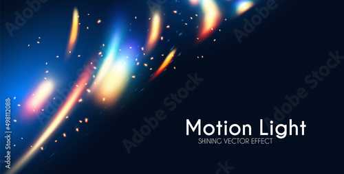 Morion light effect. Shining magic background with fire effect. Transparent refraction elements
