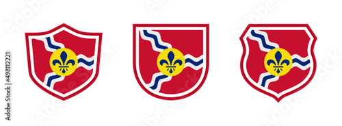 shields icon set with saint louis city flag isolated on white background. vector illustration	 photo