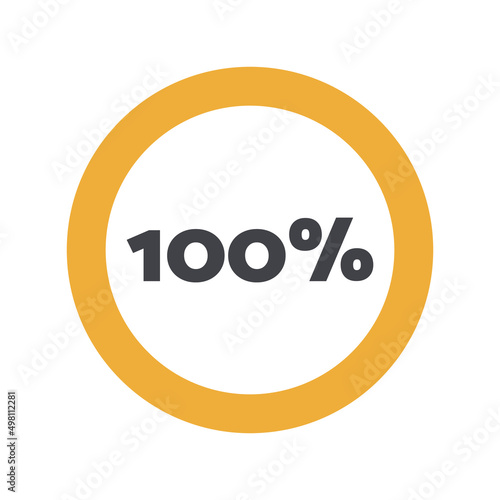 100 percent chart. Vector percentage infographics. Circle isolated icon. Sign for complete download, growth, progress, business, finance, design