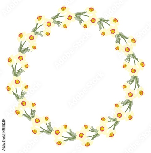 Flowers round frame. Vector illustration in cartoon style