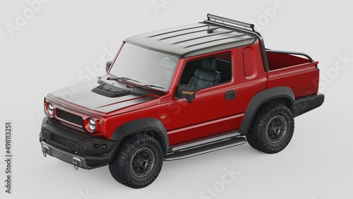 3D rendering of a brand-less generic pickup truck 