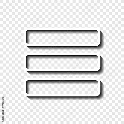 Menu vector simple icon. Flat desing. White with shadow on transparent grid.ai