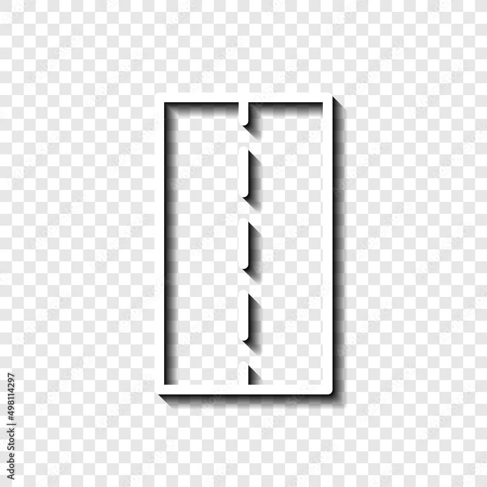 Road simple icon vector. Flat desing. White with shadow on transparent grid.ai Road simple icon vector. Flat desing. White with shadow on transparent grid.ai