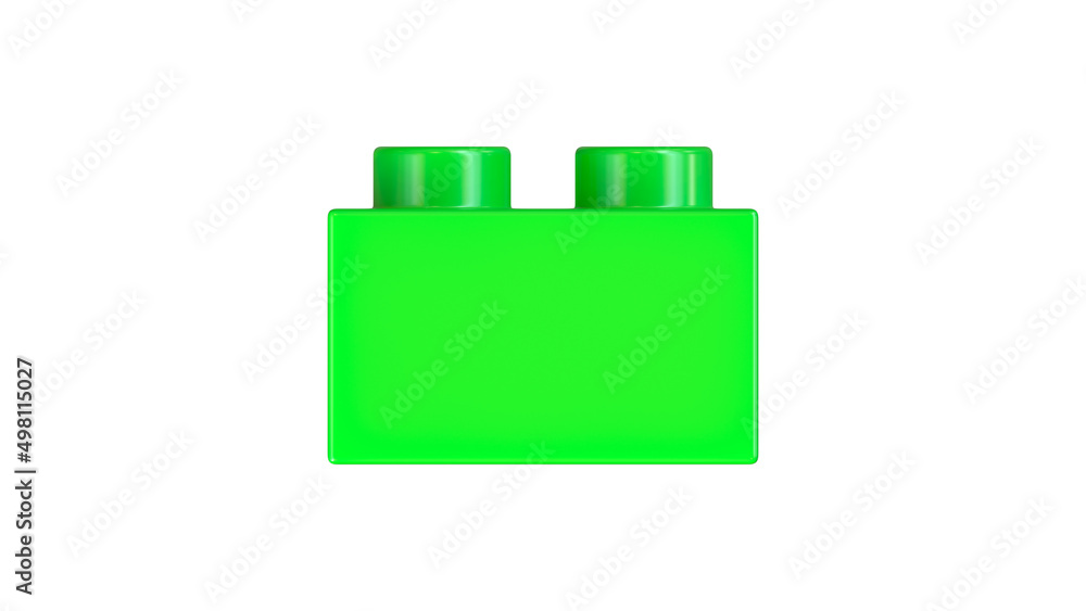 Side View of an Ultra Green Plastic blocks Toy Brick Isolated on a White Background. Children Building Block. High Quality 3D Rendering with a Work Path. 8K Ultra HD, 7680x4320 Side View of an Ultra Green Plastic blocks Toy Brick Isolated on a White Background. Children Building Block. High Quality 3D Rendering with a Work Path. 8K Ultra HD, 7680x4320