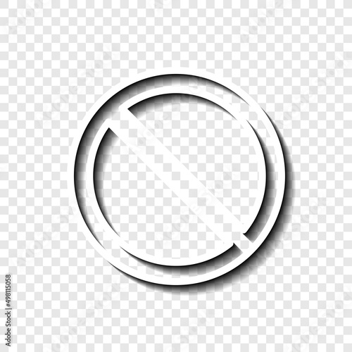 Stop vector simple icon. Flat desing. White with shadow on transparent grid.ai
