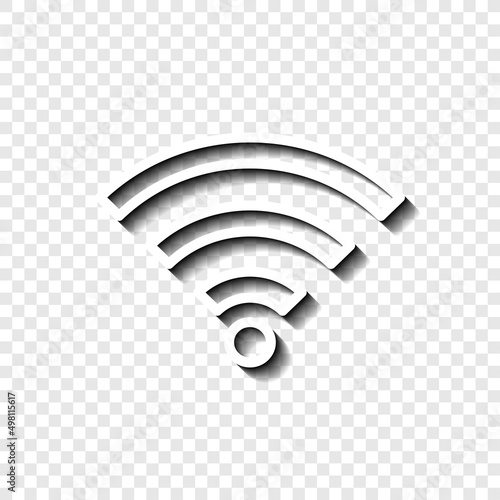 WiFi simple icon vector. Flat desing. White with shadow on transparent grid.ai