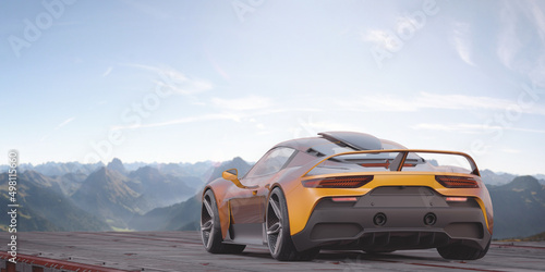 Fototapeta Naklejka Na Ścianę i Meble -  3D rendering of a brand-less generic concept car	
