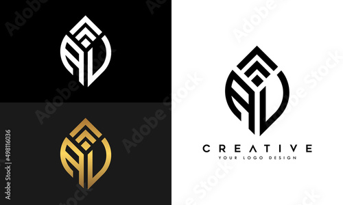 Creative AU, UA, AV, VA initial monogram elegant vector logo template