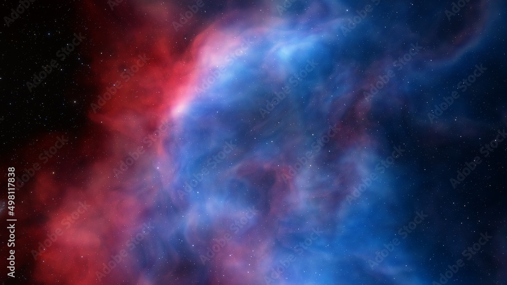 Deep space nebula with stars. Bright and vibrant Multicolor Starfield Infinite space outer space background with nebulas and stars. Star clusters, nebula outer space background 3d render	
