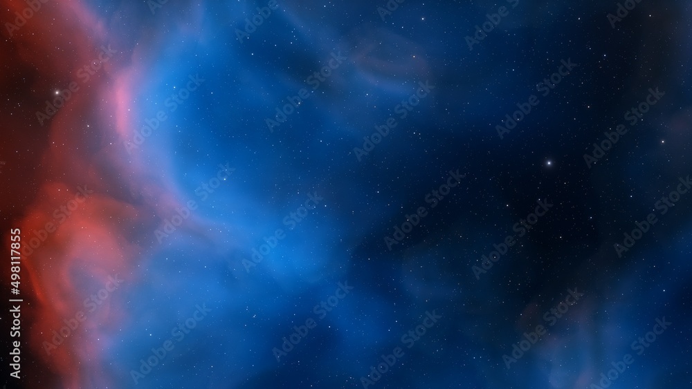 Obraz premium Deep space nebula with stars. Bright and vibrant Multicolor Starfield Infinite space outer space background with nebulas and stars. Star clusters, nebula outer space background 3d render