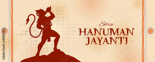 Lord Hanuman on religious background for Hanuman Jayanti festival of India photo