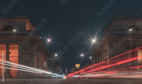 traffic in the city at night