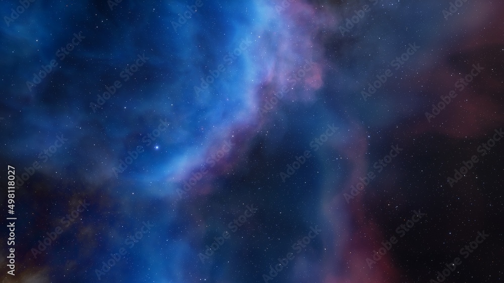 Deep space nebula with stars. Bright and vibrant Multicolor Starfield Infinite space outer space background with nebulas and stars. Star clusters, nebula outer space background 3d render	

