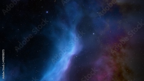 Deep space nebula with stars. Bright and vibrant Multicolor Starfield Infinite space outer space background with nebulas and stars. Star clusters  nebula outer space background 3d render  