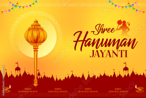 Lord Hanuman on religious background for Hanuman Jayanti festival of India