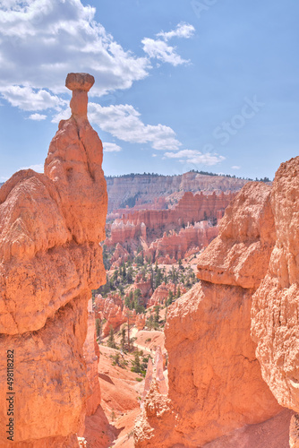 Looking trough sandstone frame into the Bryce canyon