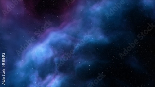 science fiction illustrarion, colorful space background with stars 