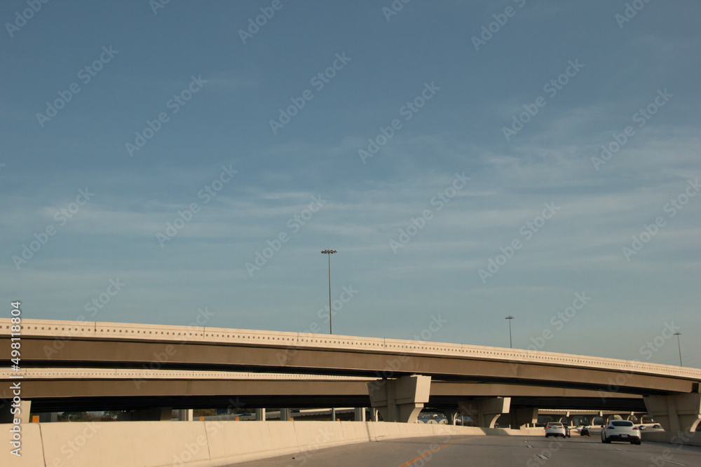 Freeway road streets and bridge with traffic Freeway road streets and bridge with traffic