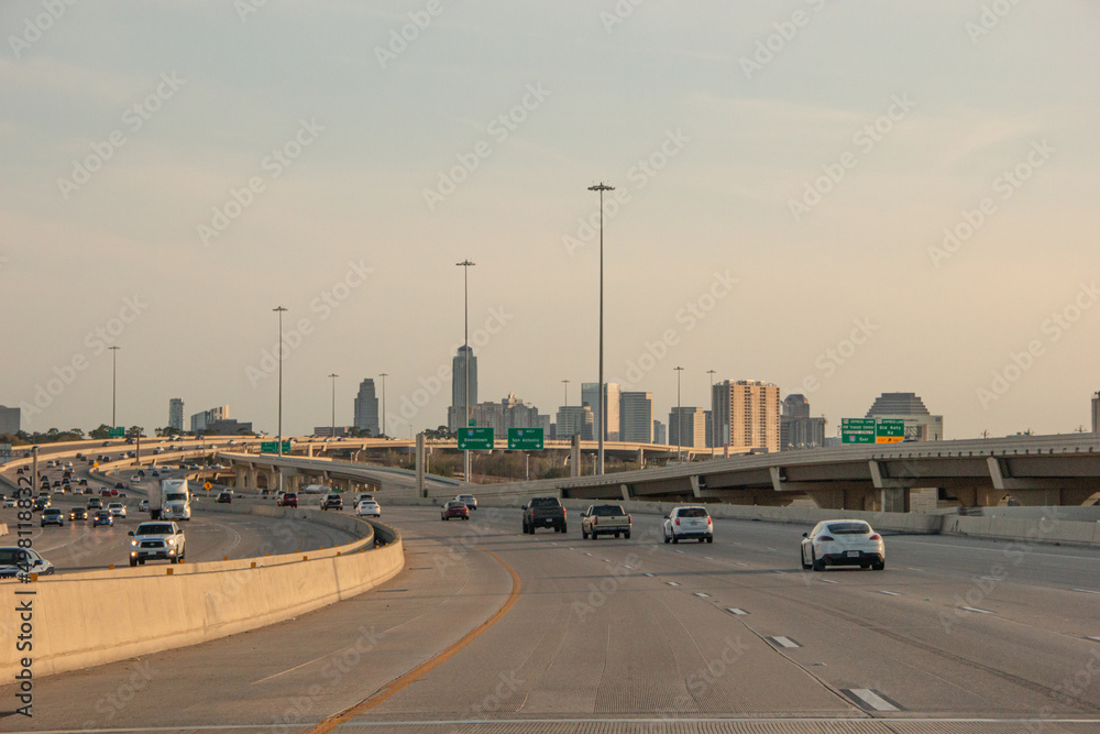 Freeway road streets with traffic