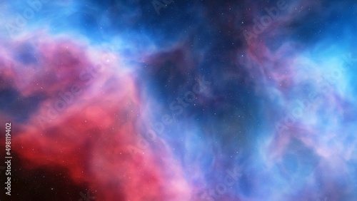 Space background with realistic nebula and shining stars. Colorful cosmos with stardust and milky way. Magic color galaxy. Infinite universe and starry night. 3d Render