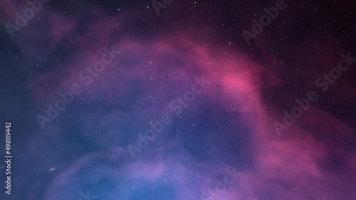 Space background with realistic nebula and shining stars. Colorful cosmos with stardust and milky way. Magic color galaxy. Infinite universe and starry night. 3d Render