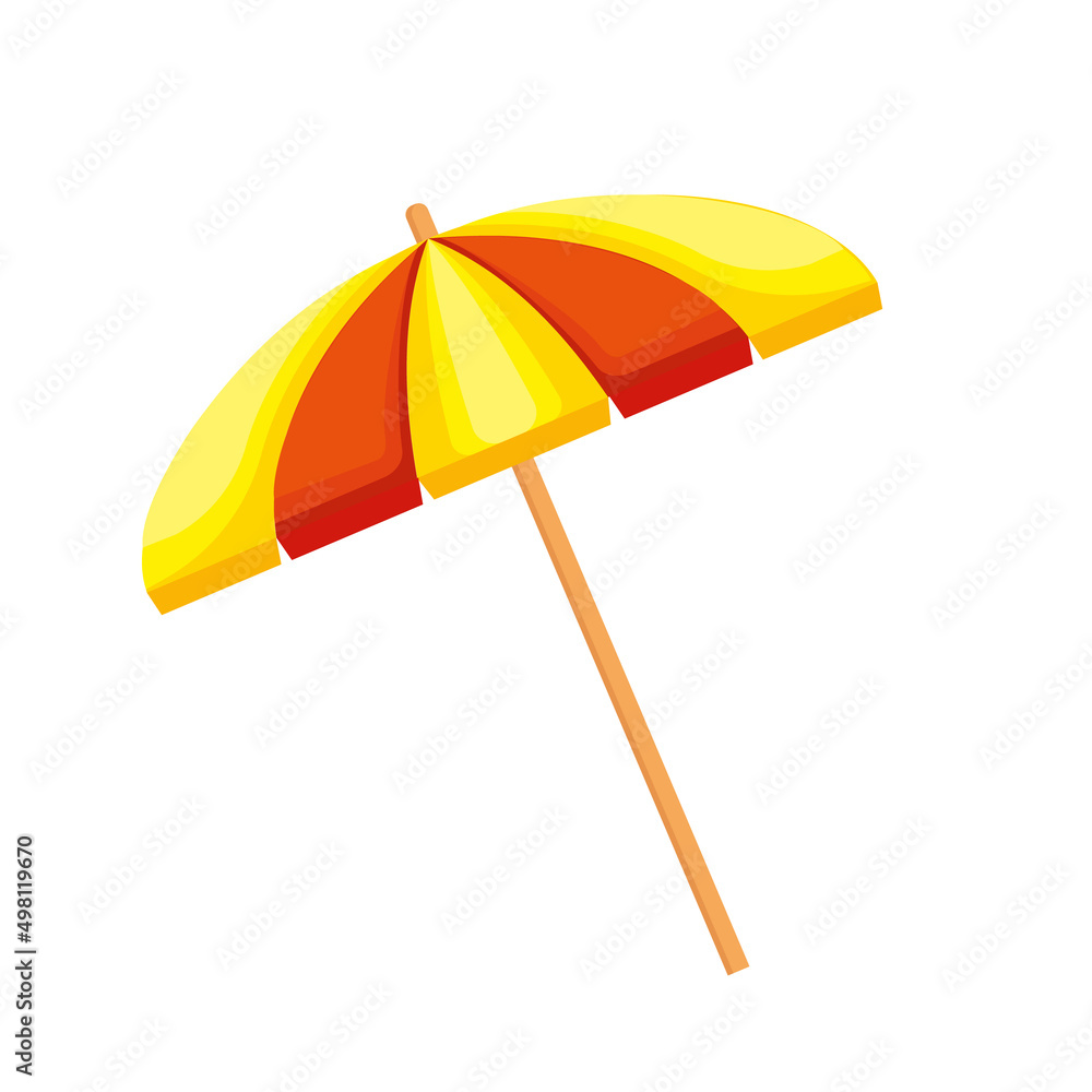 Beach umbrella. Yellow and red umbrella isolated. Vector