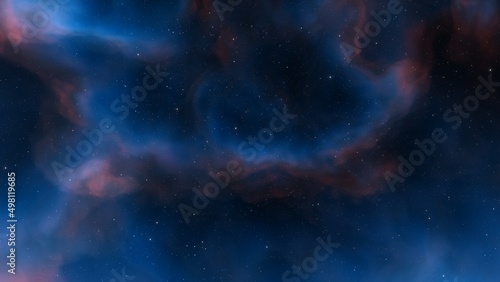 Fototapeta Naklejka Na Ścianę i Meble -  Space background with realistic nebula and shining stars. Colorful cosmos with stardust and milky way. Magic color galaxy. Infinite universe and starry night. 3d Render