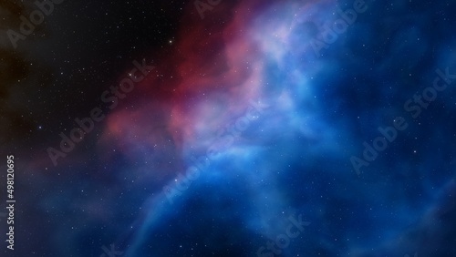 Fototapeta Naklejka Na Ścianę i Meble -  nebula gas cloud in deep outer space, science fiction illustrarion, colorful space background with stars 3d render	
