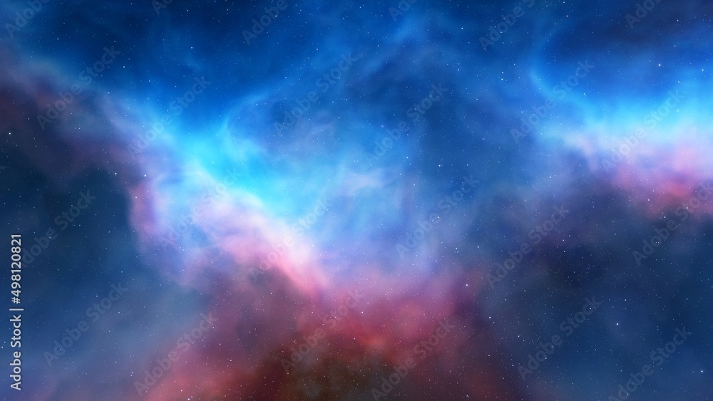 Fototapeta premium nebula gas cloud in deep outer space, science fiction illustrarion, colorful space background with stars 3d render 