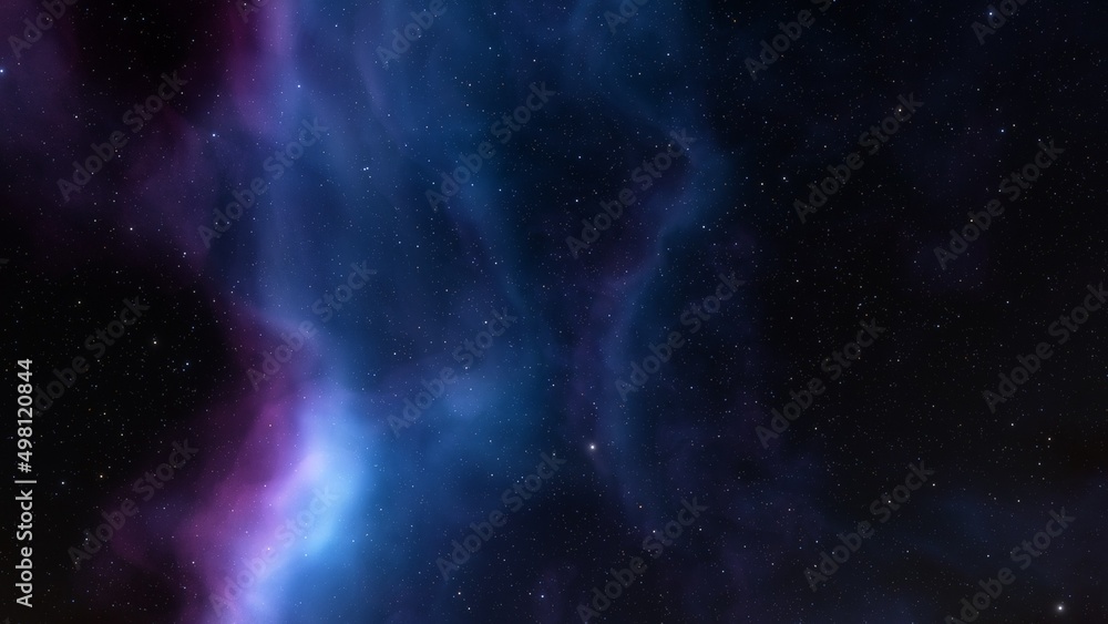 nebula gas cloud in deep outer space, science fiction illustrarion, colorful space background with stars 3d render	
