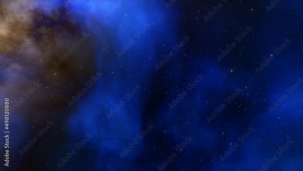 nebula gas cloud in deep outer space, science fiction illustrarion, colorful space background with stars 3d render	
