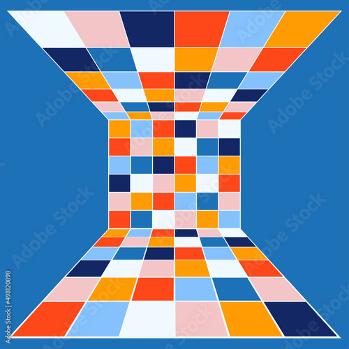 Multi color mosaic abstract pattern Perspective colored grid illustration Isolated vector