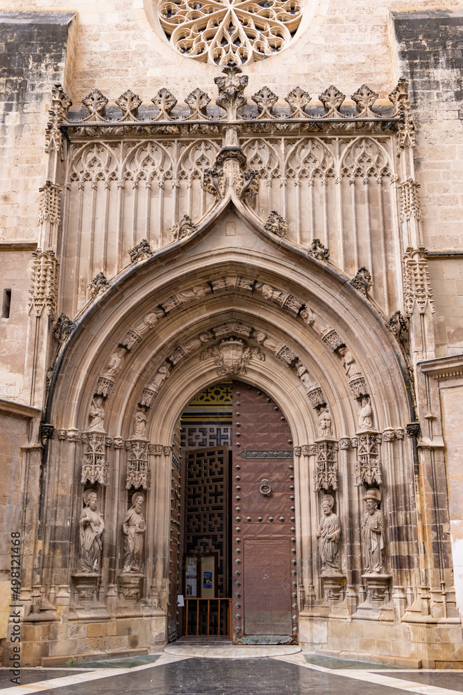 Entrance Cathedral of Saint Mary in center of Murcia in Spain