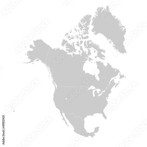 Map of North America with countries and borders.