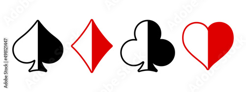 Suit deck of playing cards on white background. Poker and Casino.