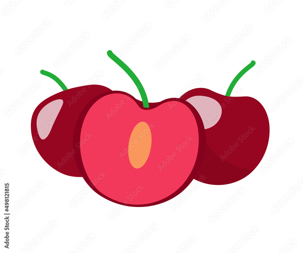 Cherry fruit flat icon, vector illustration Cherry fruit flat icon, vector illustration